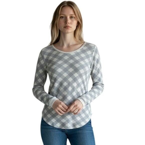 Free People Tops - FREE PEOPLE x WE THE FREE Women’s Blue and Gray Diamond Check Thermal